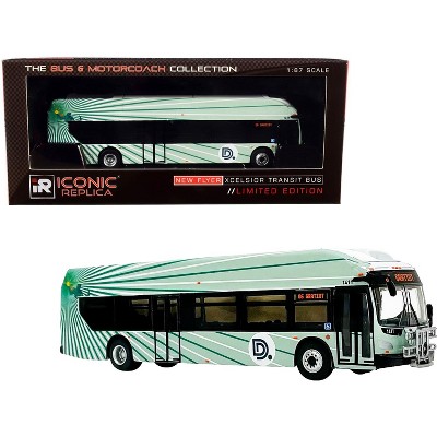 New Flyer Xcelsior XN40 Transit Bus with Bike Rack #6 "DDOT" (Detroit) Green 1/87 (HO) Diecast Model by Iconic Replicas