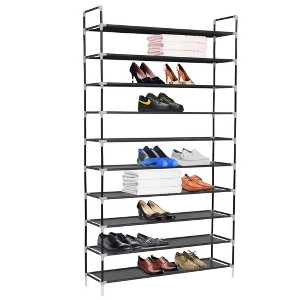 vidaXL Shoe Rack Black Metal Standard Shoe Rack Rectangular - Black 39.4" x 11.6" x 66.9" - 1 of 4