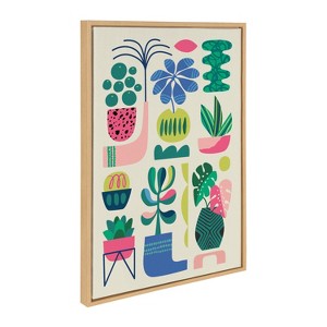 Kate & Laurel All Things Decor Sylvie Houseplants Framed Canvas Wall Art by Rachel Lee Natural Colorful Mid-Century Plant Wall Art - 1 of 4