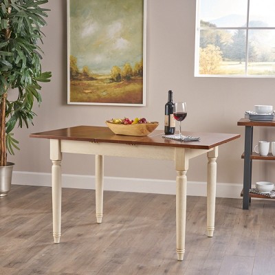 1 Piece Indoor Rectangle Rubber Wood Side Table,Extendable Dining Room Table With Wood Veneer,4-6 Seats Solid Wood Dining Table-Coolbibila