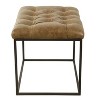 Small Decorative Ottoman Faux Leather Brown - HomePop: Metal Frame, Tufted, 250lb Capacity - image 2 of 4