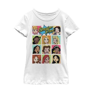 Girl's Disney Princesses Dream Free Squares T-Shirt - 1 of 4