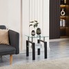 Lirago Tempered Clear Glass Sofa Table-2-Layer Storage End Table with Modern Waterfall Edge 17.71"W * 17.71"L * 20.47"H - 2 of 4