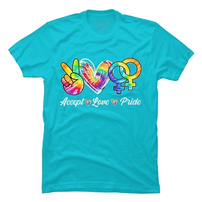 Adult Design By Humans Accept Love LGBTQIA+ Pride Tie Dye Rainbow By HARGOOT-Shirt