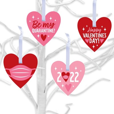 Big Dot of Happiness Quarantine Valentine - 2022 Valentine's Day Decorations - Tree Ornaments - Set of 12