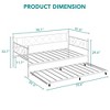 Twin Daybed with Pull-Out Trundle, Stylish Headboard and Metal Slats - 2 of 4
