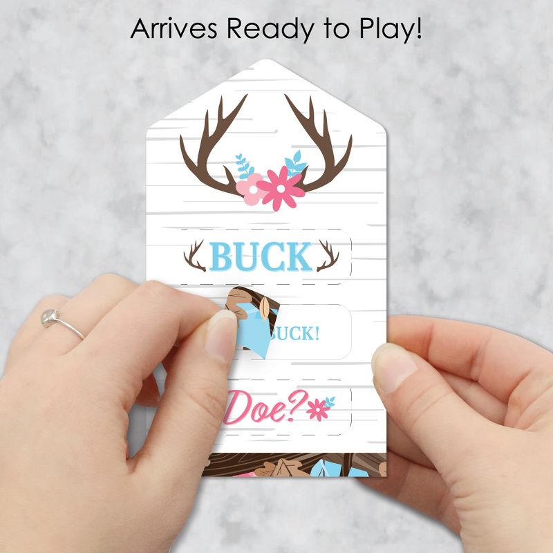Big Dot of Happiness Boy Buck or Doe - Party Game Pickle Cards - Hunting Gender Reveal Pull Tabs - Set of 12, 2 of 6