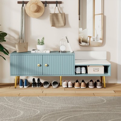 CENGHU Modern Shoe Storage Bench, Storage Ottoman with Hidden Storage and Upholstered Cushions, for Bedside, Living Room and Entryway