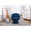 CAVINAS Linen Upholstered Swivel Accent Chair with Wooden Base,Modern Round Barrel Chair,Armchair for Bedroom,Reading Room,Teal - 2 of 4