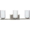 Progress Lighting Mast Collection 3-Light Bath Vanity in Brushed Nickel with Clear and Etched Glass Shades - 3 of 4
