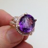 Pompeii3 9 1/2ct Oval Amethyst Vintage Halo Diamond Ring 14k Rose Gold - 4 of 4
