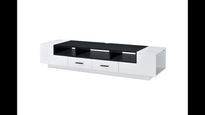Black and White 69" Modern TV Stand with Cabinet