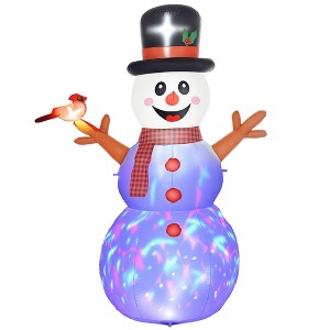 Outsunny 7.9' Christmas Inflatables Branch Hand Snowman with Rotating Colorful LED Light for Lawn Garden Party - 1 of 4