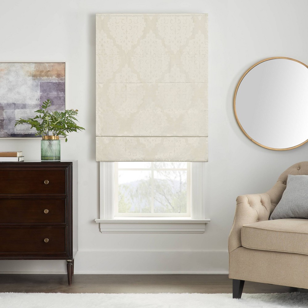Photos - Blinds Eclipse 64"x33" Carlton Damask 100 Total Blackout Cordless Roman Blind and Shade C 