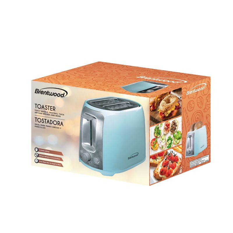 Brentwood Cool Touch 2 Slice Extra Wide Slot Toaster in Blue, 4 of 5