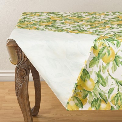 Bright Lemon Printed Rectangular Polyester Tablecloth