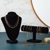 Juvale 2-Piece Black Velvet Jewelry Display Set, T-Bar Stand and Mannequin Bust for Necklaces, Bracelets, Earring Holder - 2 of 4