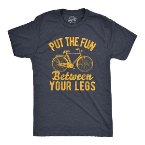 Mens Put The Fun Between Your Legs T Shirt Funny Bicycle Biking Cruiser Novelty Tee - Crazy Dog Men's T Shirt - 1 of 4