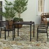 Merrick Lane Faux Teak Outdoor Dining Table with Powder Coated Steel Frame and Umbrella Hole - 2 of 4