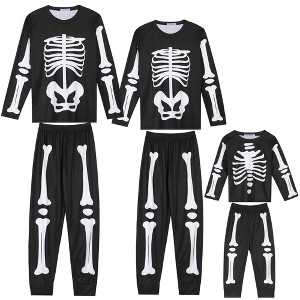 cheibear Halloween Long Sleeve Family Matching Sleepwear Party Cosplay Pajama Set Black Women's Medium - 1 of 4