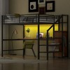 Okak Full Size Metal Bunk Bed with Desk & Storage Staircase & Safety Fence Loft Bed with Small Wardrobe & LED for Kids Teens Easy Assemble, Black - 3 of 4
