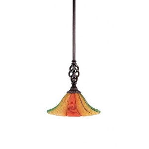 Toltec Lighting Elegante 1 - Light Pendant in  Dark Granite with 10" Mardi Gras Shade - 1 of 1