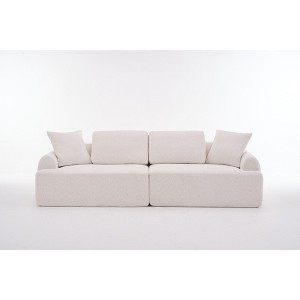 TiramisuBest 103 Inch Sectional Sofas Crochet Yarn Deep Seat Comfy Couch with Four Pillows Tool Free Setup for Living Room - 1 of 4