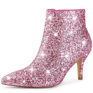 Perphy Women's Glitter Sequin Pointed Toe Stiletto Heel Ankle Boots - 1 of 4