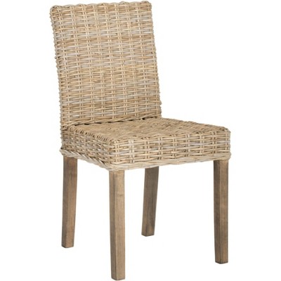 Natural Rattan and Mango Wood Dining Side Chair Set