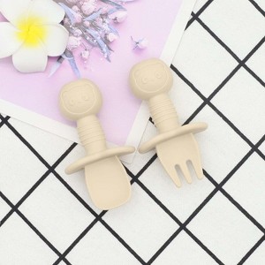 MyKids-USA Baby Bear Pattern Complementary Food Training Lovely Silicone Spoon Fork Sets - 1 of 1