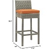 Modway Conduit Outdoor Bar Stool – Light Gray and Orange Wicker Rattan with Powder-Coated Aluminum Frame, Modern Patio Seating - 4 of 4