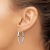 Black Bow Jewelry 3mm x 33mm (1 5/16 Inch) Polished 14k White Gold Oval Tube Hoops - 3 of 4