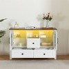 Sideboard Buffet Cabinet, Wooden Buffet Server Console Table With Glass Doors, Tempered Glass Shelves, Coffee Bar Cabinet For Kitchen Dining Room - 3 of 4