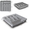 LunaLulinlk Plastic Silverware Tray for Drawer Organizer, 5 Compartments Flatware Organizer with Lid Tableware Storage Cutlery Utensil Holder - 2 of 4
