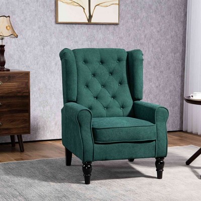 CAVINAS Tufted Accent Chair with High Backrest and Wood Legs,Modern Upholstered Living Room Chairs,Reading Chairs for Living Room