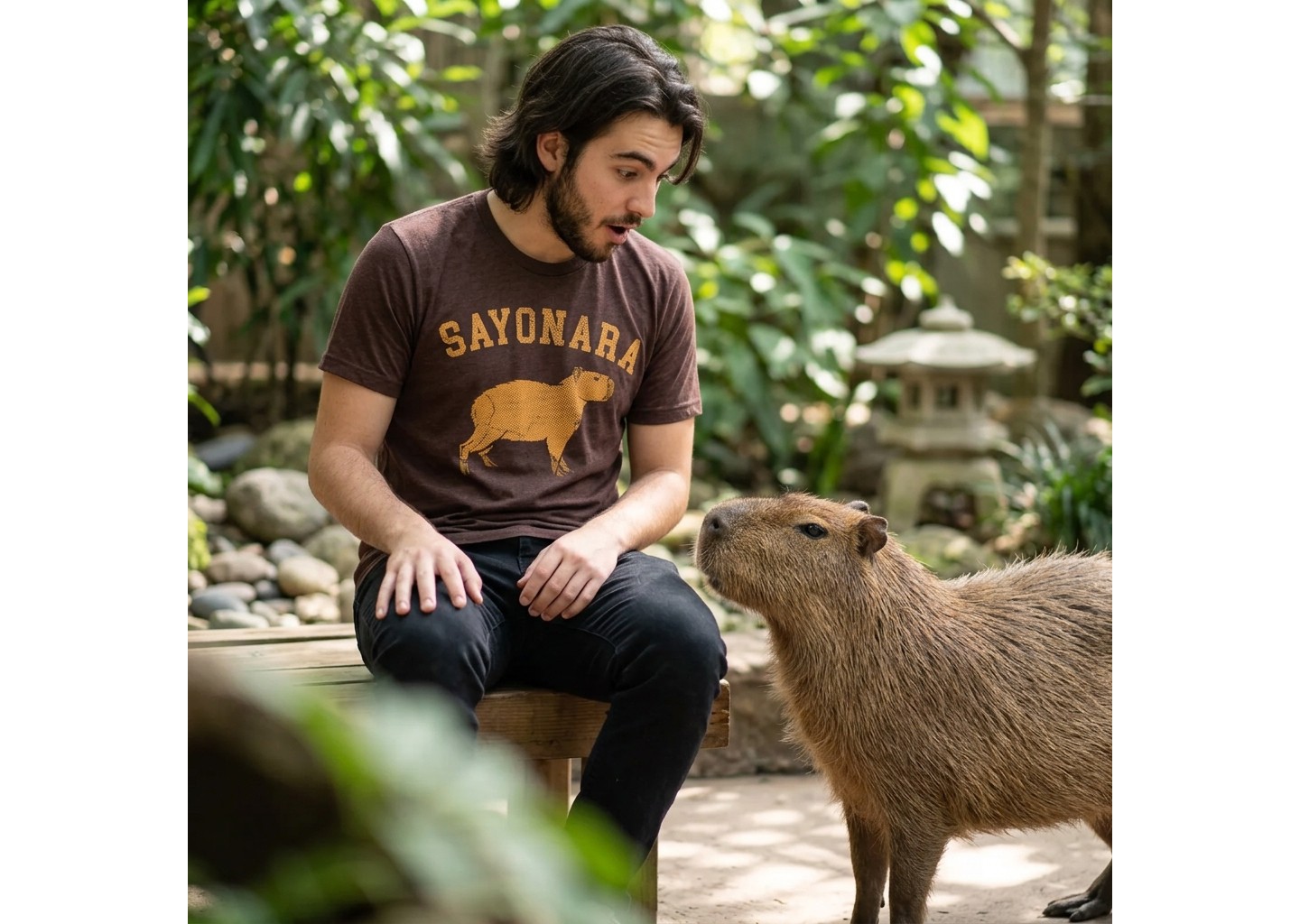 Мужская футболка Crazy Dog T-Shirts, Inc. Funny T Shirts Sayonara Capybara Sarcastic Tee For Men - Crazy Dog T Shirt for Animal Lovers Brown, цвет: Коричневый — фото 3