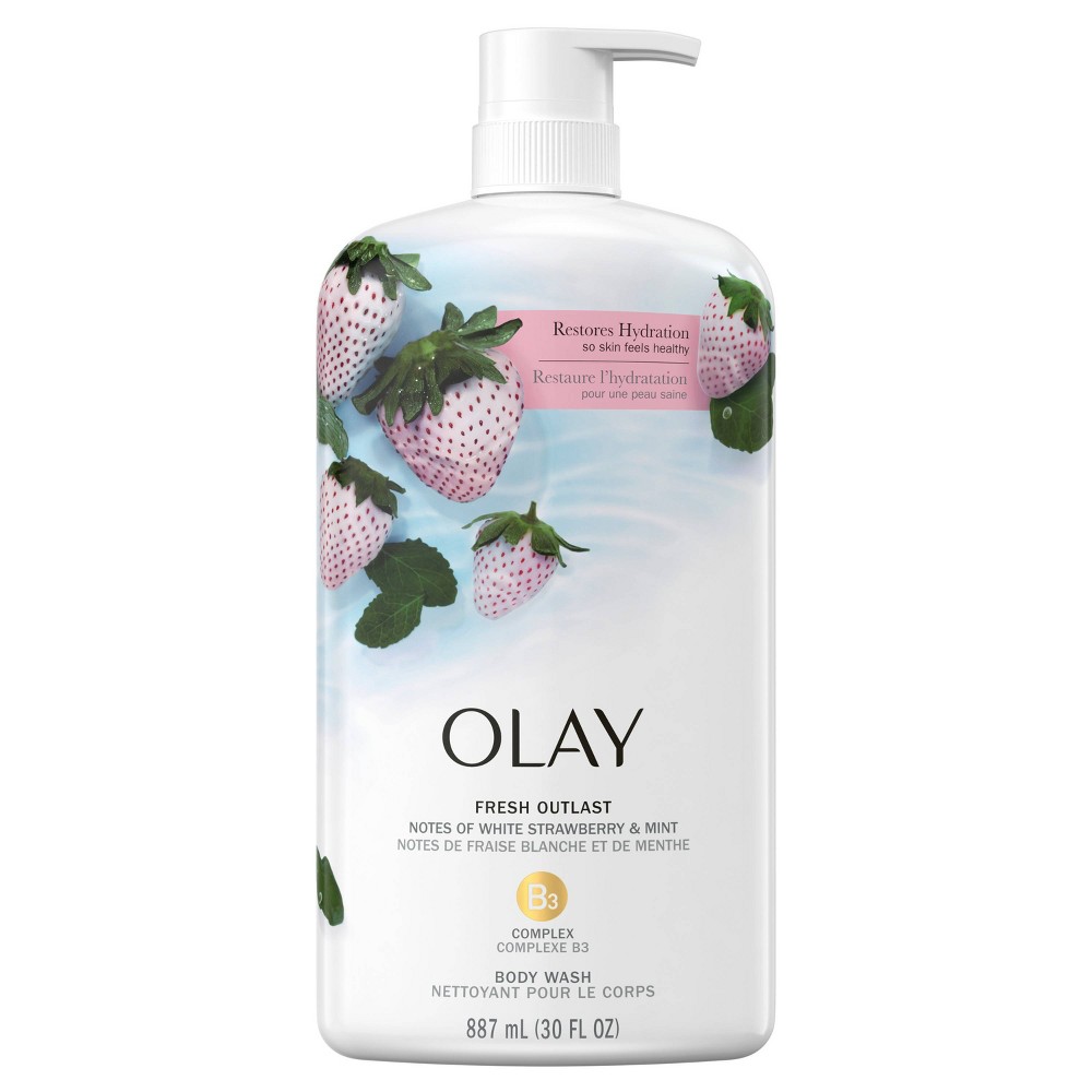 Olay Fresh Outlast Body Wash, White Strawberry & Mint, 30 fl oz