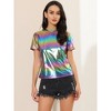 Allegra K Women's Party Metallic Short Sleeve Textured Shiny T-shirts - 2 of 4
