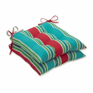 2pc Aruba Stripe Wrought Iron Outdoor Seat Cushions - Pillow Perfect - 1 of 4