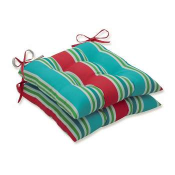 2pc Aruba Stripe Wrought Iron Outdoor Seat Cushions - Pillow Perfect