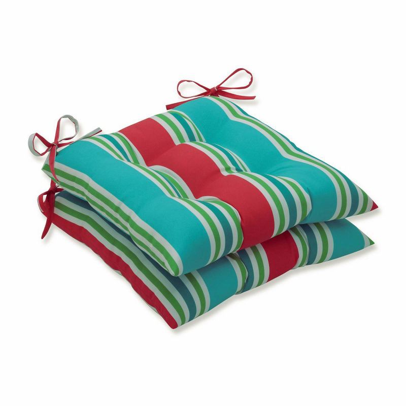 2pc Aruba Stripe Wrought Iron Outdoor Seat Cushions - Pillow Perfect, 1 of 8