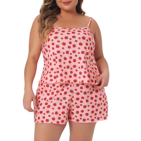 Agnes Orinda Women s Plus Size Cute Pattern With Pockets Short Pajamas Sets Pink 1x Target