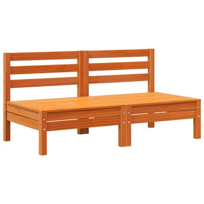 vidaXL Garden Sofa Set of 2 Wax Brown Solid Pine Wood Large Modular