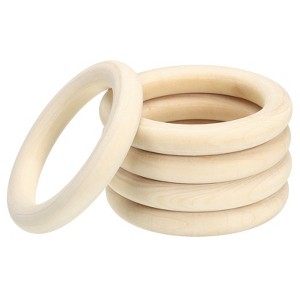 Unique Bargains Pendant Connector Jewelry Making Natural Wood Unfinished Craft Rings 5 Pcs - 1 of 4