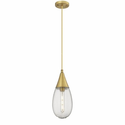 Malone Brushed Brass Pendant Light with Clear Glass Shade