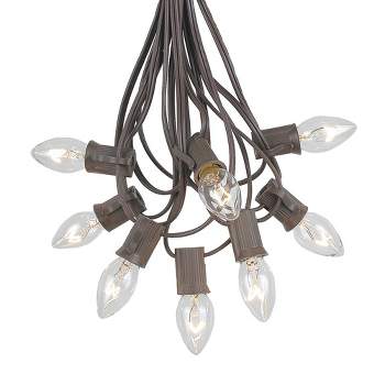Novelty Lights 25 Feet C7 Christmas String Light Set, Vintage Holiday Hanging Light Set, Brown Wire