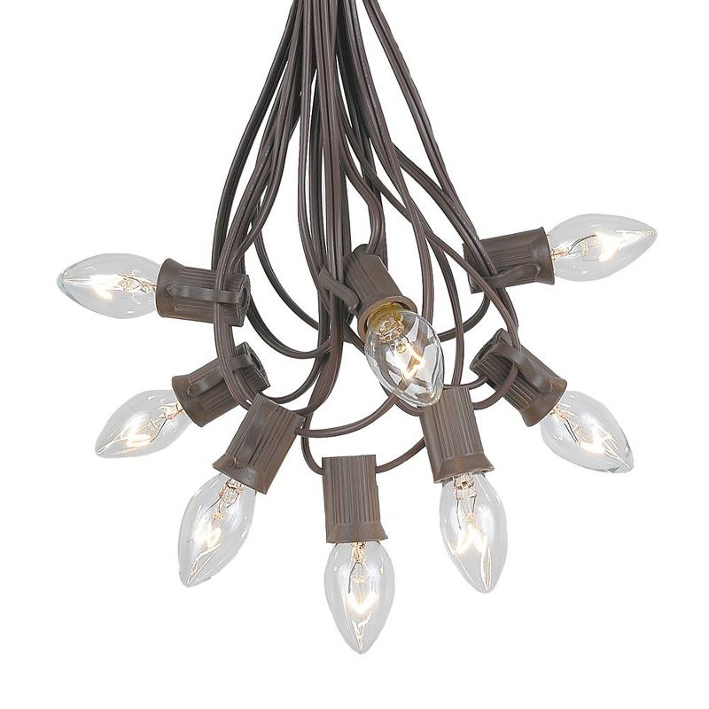 Novelty Lights 25 Feet C7 Christmas String Light Set, Vintage Holiday Hanging Light Set, Brown Wire, 1 of 6