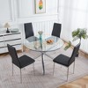 5-Piece Dining Set with Glass Table and Four Chairs - 2 of 4