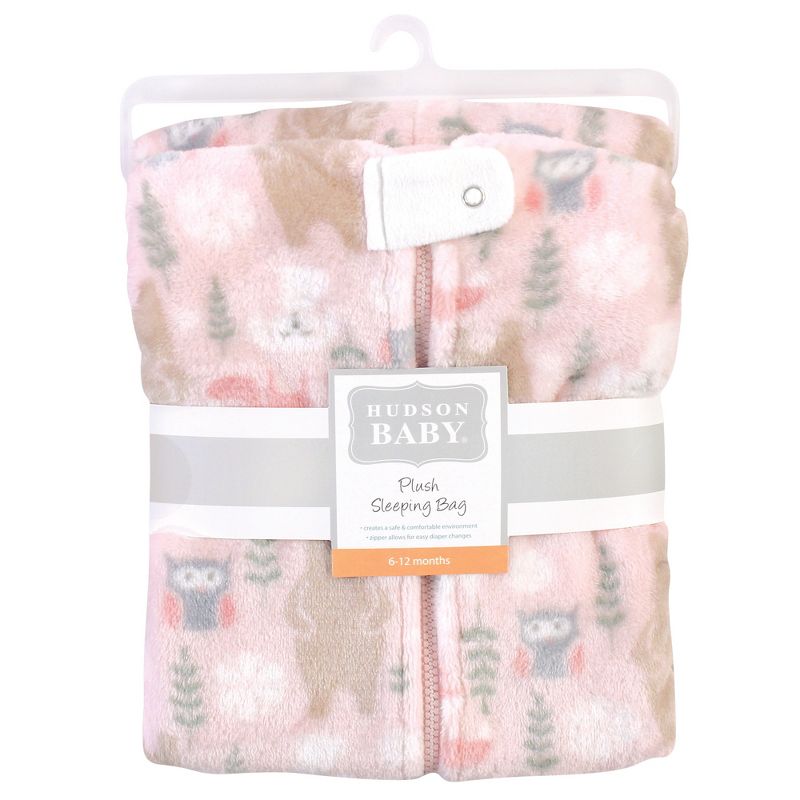 Hudson Baby Infant Girl Plush Sleeping Bag, Sack, Blanket, Girl Forest, 3 of 4