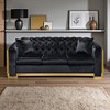 84-Inch Velvet Luxury Chesterfield Sofa Set, 3-Seat Tufted Couch with Gold Stainless Steel Frame for Living Room - 3 of 4